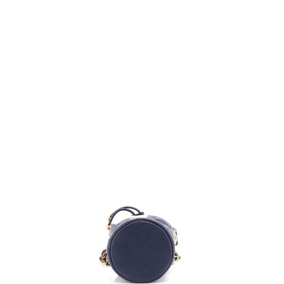 Chanel Twist Your Buttons Drawstring Bucket Bag Quilted Caviar Mini Blue - Picture 4 of 6